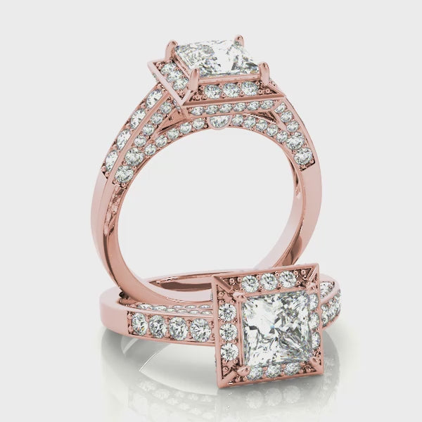 Vintage Style Princess Cut Engagement Ring