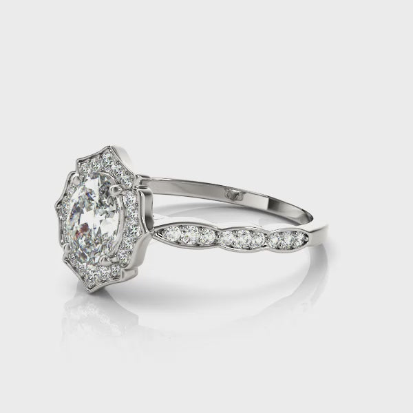Oval Marseille Halo Engagement Ring