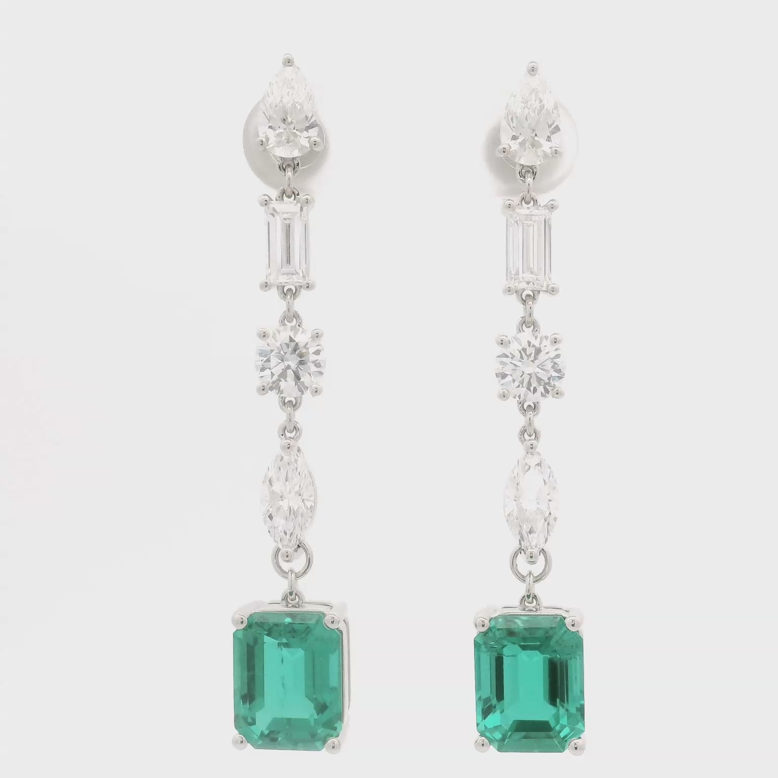 Green Emerald with Mixed Shapes Earrings for Sale