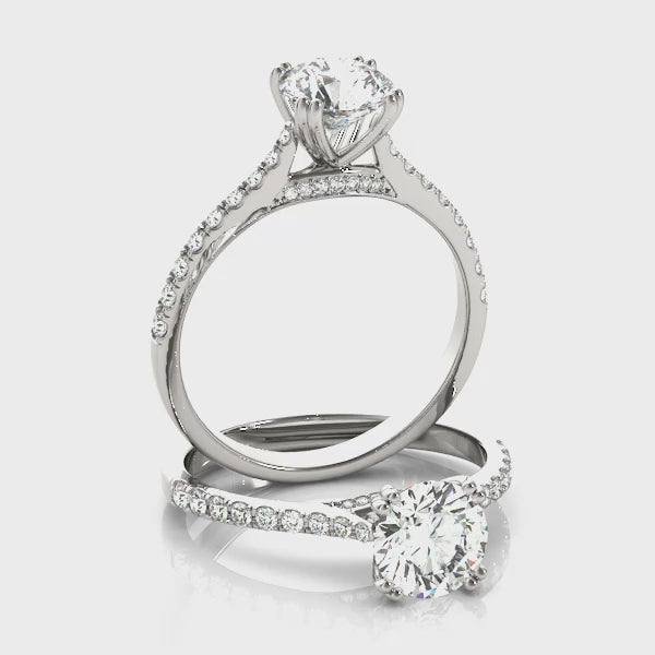 Simple Pavé Cathedral Round Engagement Ring
