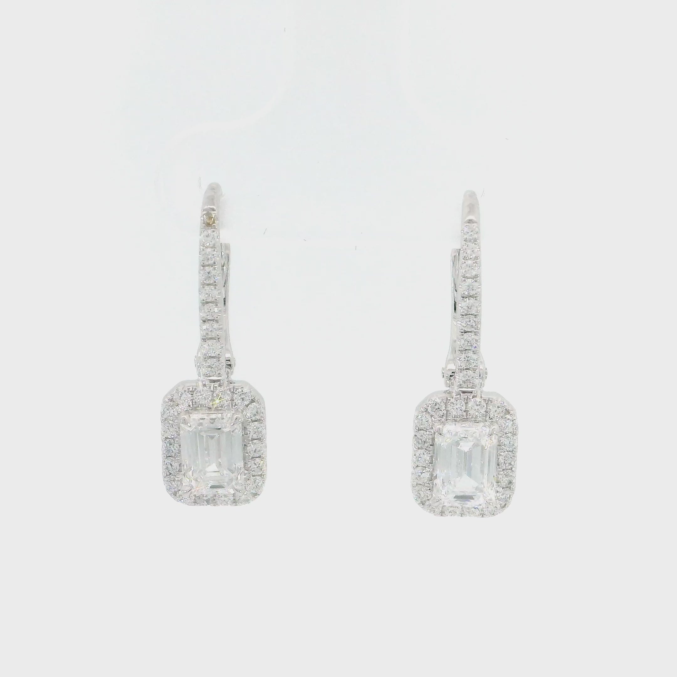 Emerald Halo Short Drop Earrings