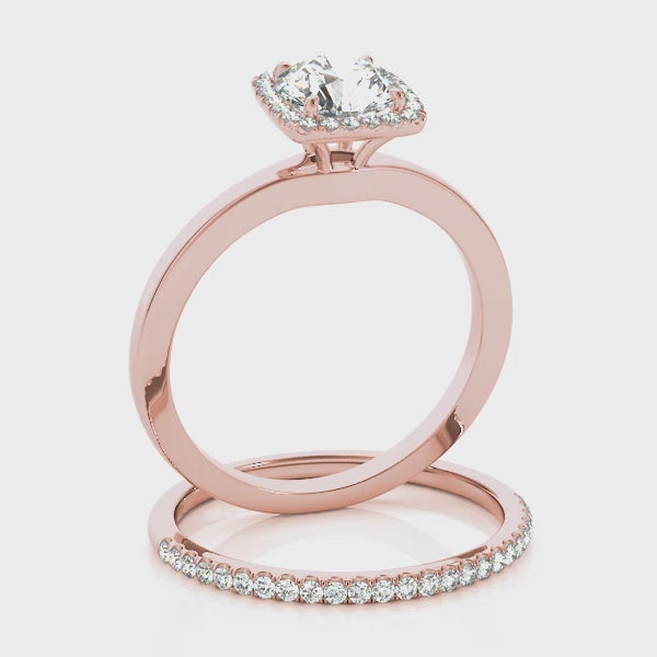 Classy Solitaire Halo Round Diamond Engagement Ring