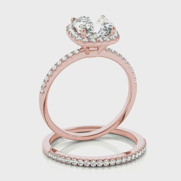 Cushion Halo Solitaire Pavé Engagement Ring