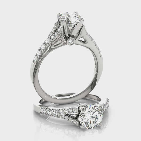 Pavé Split Shank Peekaboo Round Engagement Ring