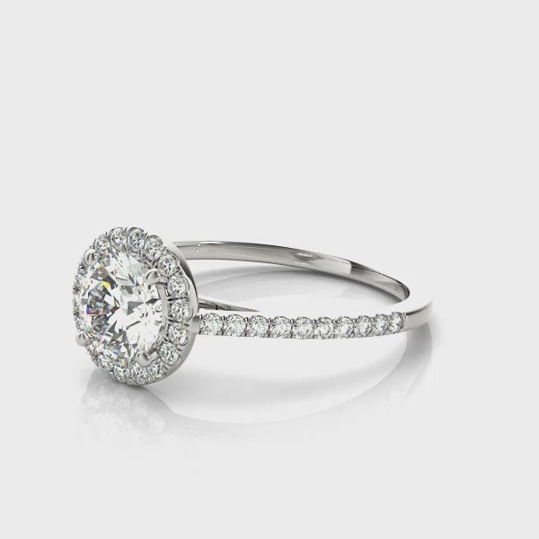 Halo Pavé Cathedral Round Engagement Ring