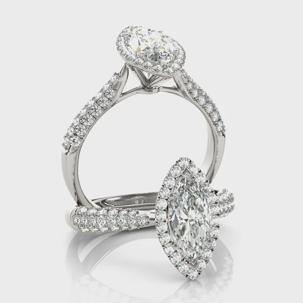 Marquise Halo Royal Pave Diamond Engagement Ring