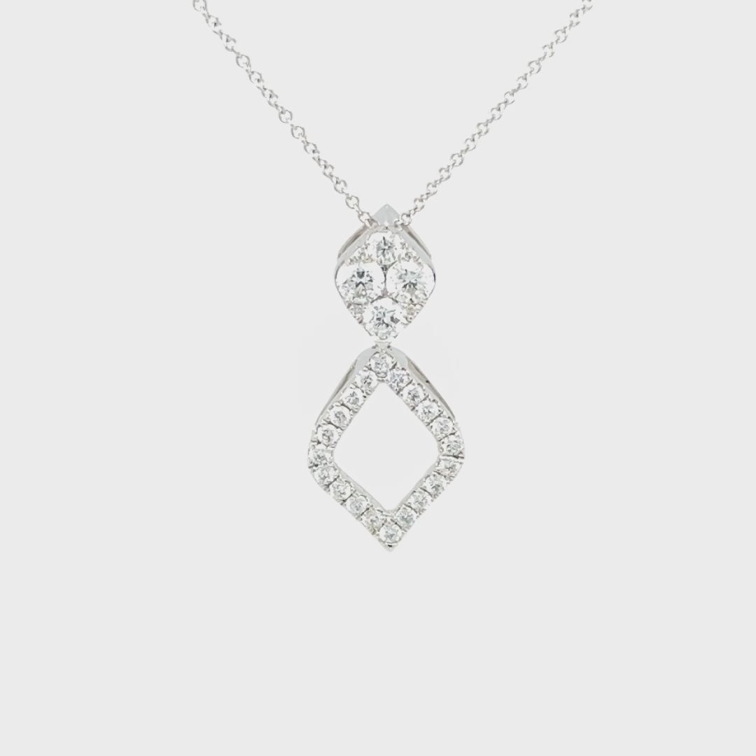 Two Way Halo Marquise Diamonds Pendant Necklace