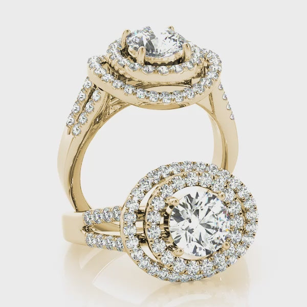 Double Floating Halo Cathedral Engagement Ring