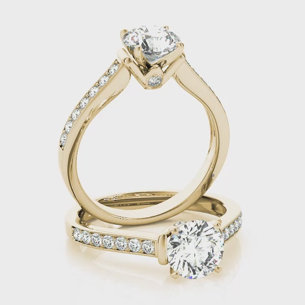 Channel Set with One Hidden Halo Round Engagement Ring