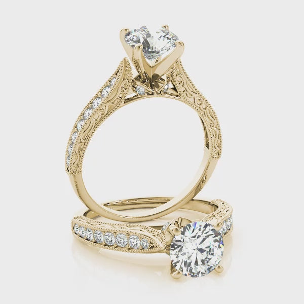 Enchanted Crown Chanel Cathedral Round Engagement Ring