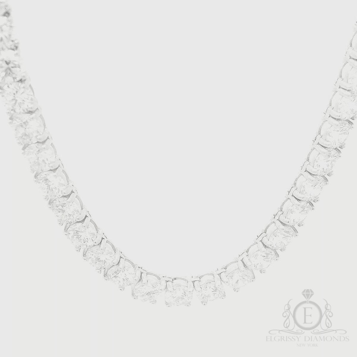 4 Prongs Diamond Tennis Necklace (23.89 ct. tw.) for Sale