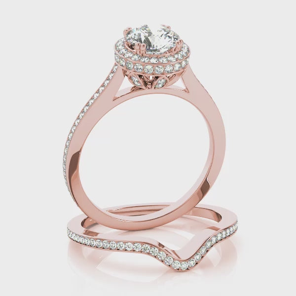 Bezel Double Edge Halo Flower Engagement Ring