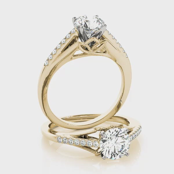 Double Tulip Pavé Cathedral Round Engagement Ring