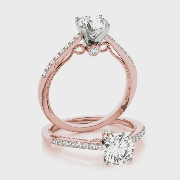 Ribbon Peekaboo Cathedral Round Engagement Ring