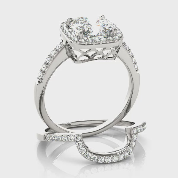 Cushion Halo Knife Edge Pavé Engagement Ring
