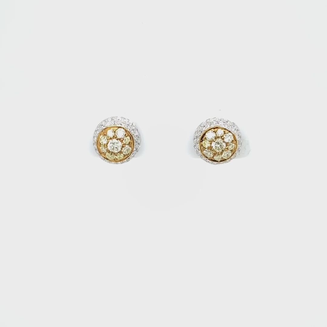 Two Tone Double Halo Illusion Diamonds Earrings for Rent