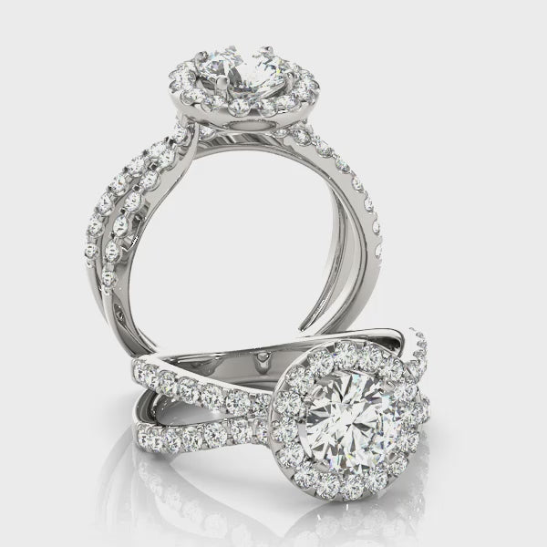 Split Shank Halo Engagement Ring
