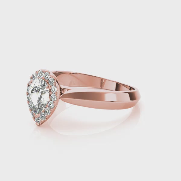 Wide Knife Edge Halo Pear Shape Engagement Ring