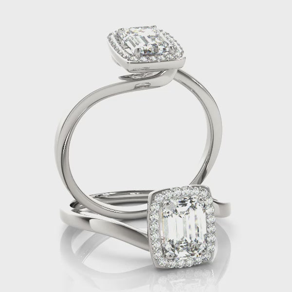 Halo Tension Emerald Cut Engagement Ring