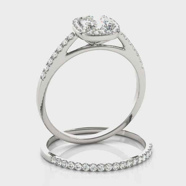 Cushion Halo Cathedral Pavé Engagement Ring