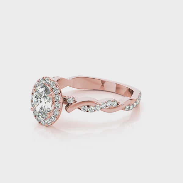 Twisted Vine Halo Oval Engagement Ring