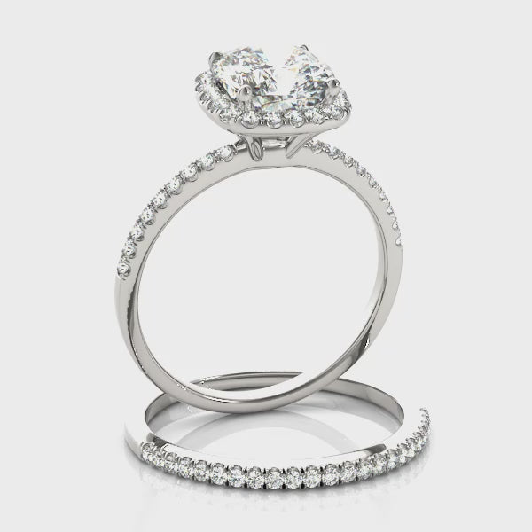 Cushion Halo Solitaire Pavé Engagement Ring
