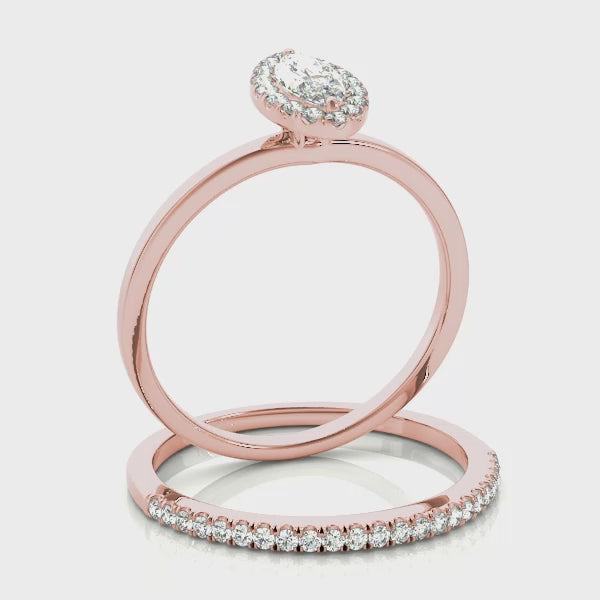 Marquise Halo Solitaire Diamond Engagement Ring