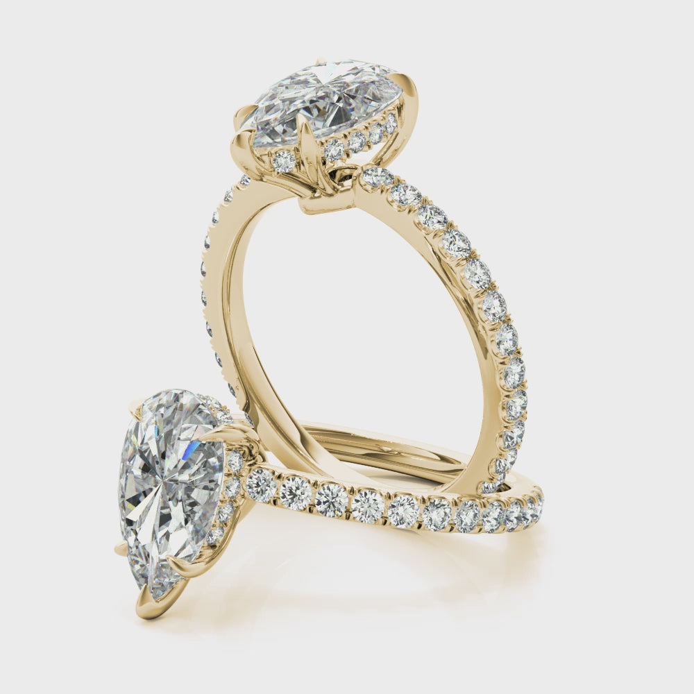 Pear Hidden Halo Engagement Ring
