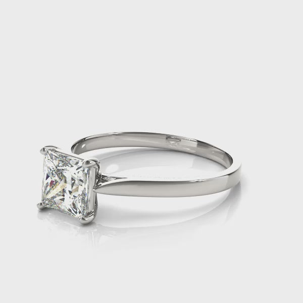 Cathedral Solitaire Princess Cut Engagement Ring
