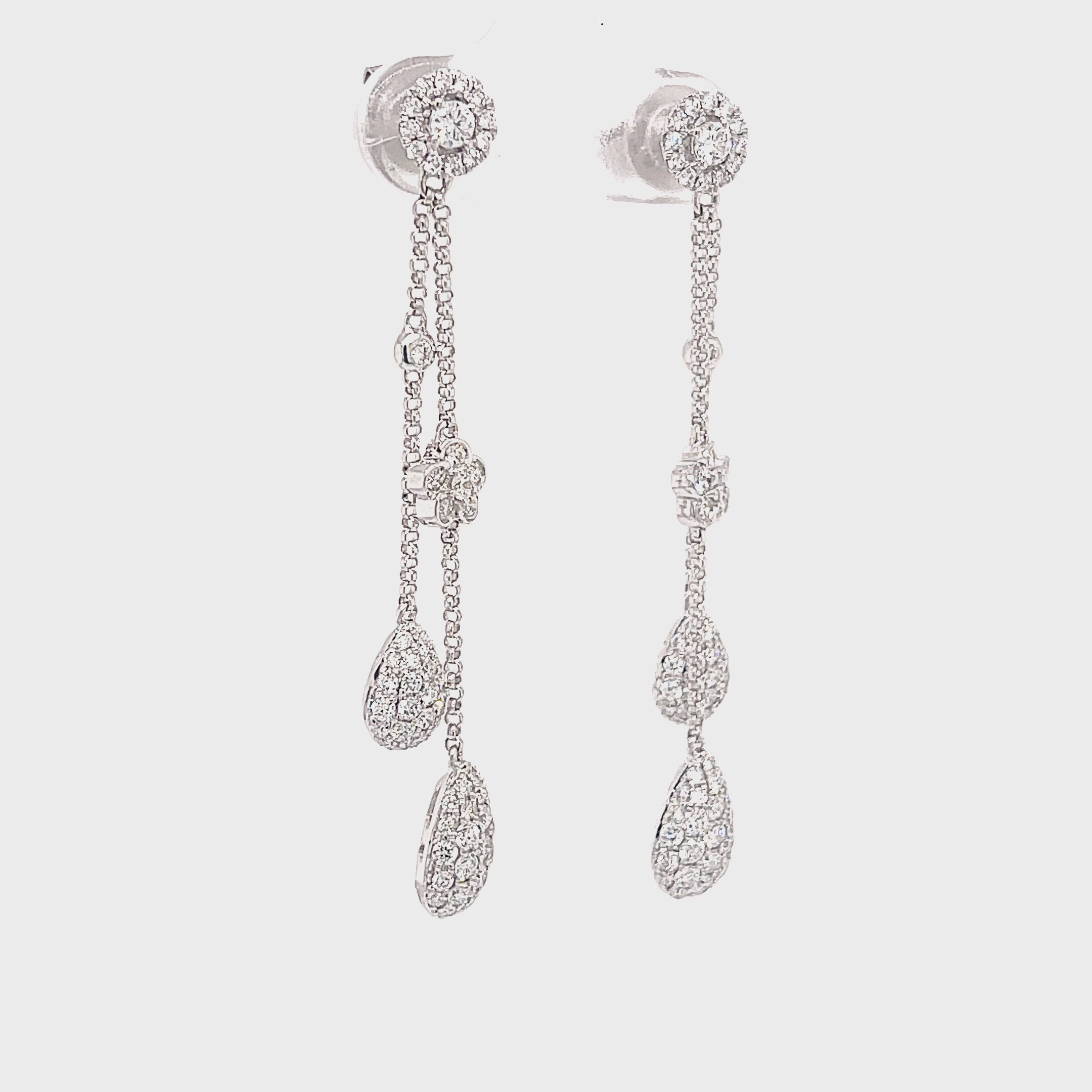Pavé Flower Strand Earrings