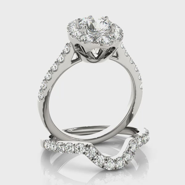 Oval Tulip Halo Round Engagement Ring