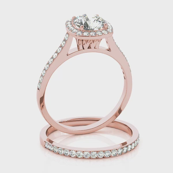 Square Halo Artsy Cathedral Pavé Round Engagement Ring