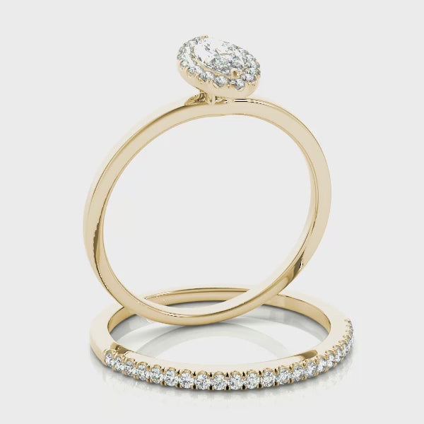 Marquise Halo Solitaire Diamond Engagement Ring