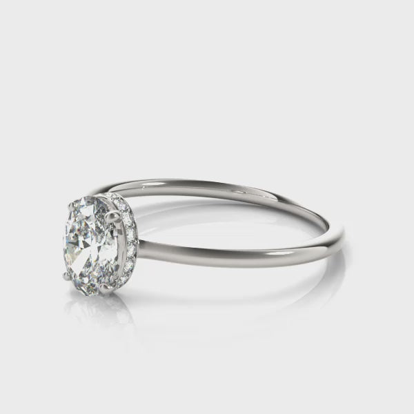 Oval Cut Hidden Halo Engagement Ring
