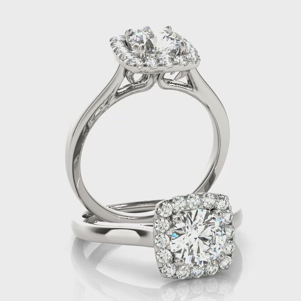 Square Halo Engagement Ring