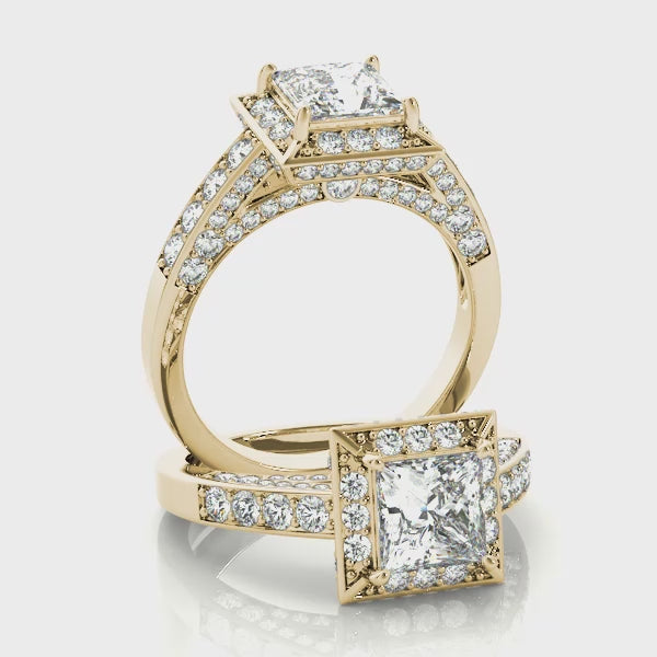 Vintage Style Princess Cut Engagement Ring