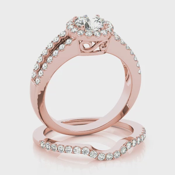 Open Split Shank Halo Round Engagement Ring