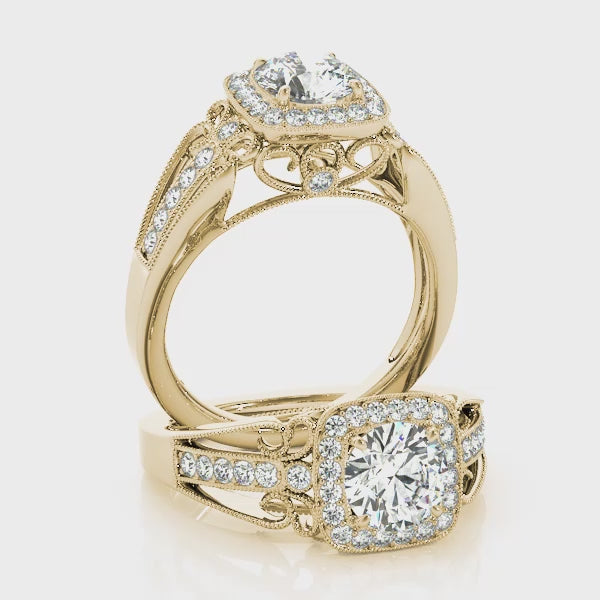 Vintage Halo Pavé Engagement Ring