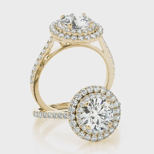 The Signature Double Halo Cathedral Round Engagement Ring