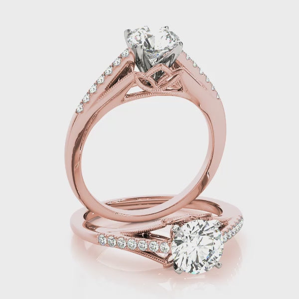 Double Tulip Pavé Cathedral Round Engagement Ring