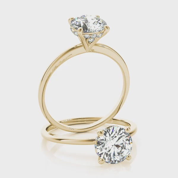 Knife Edge Hidden Halo Round Engagement Ring