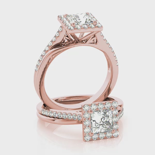 Halo Princess Free Form Pavé Princess Cut Engagement Ring