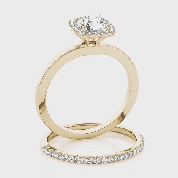 Classy Solitaire Halo Round Diamond Engagement Ring