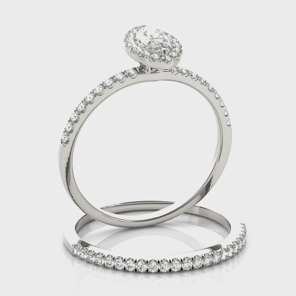 Marquise Halo Pavé Diamond Engagement Ring