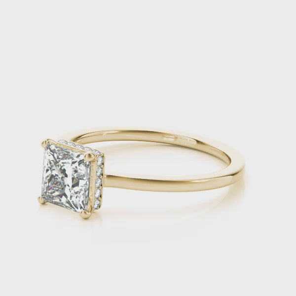 Hidden Halo Solitaire Princess Cut Engagement Ring
