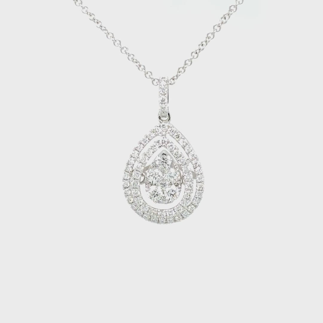 Double Halo Float Pear Cluster Pendant for Rent