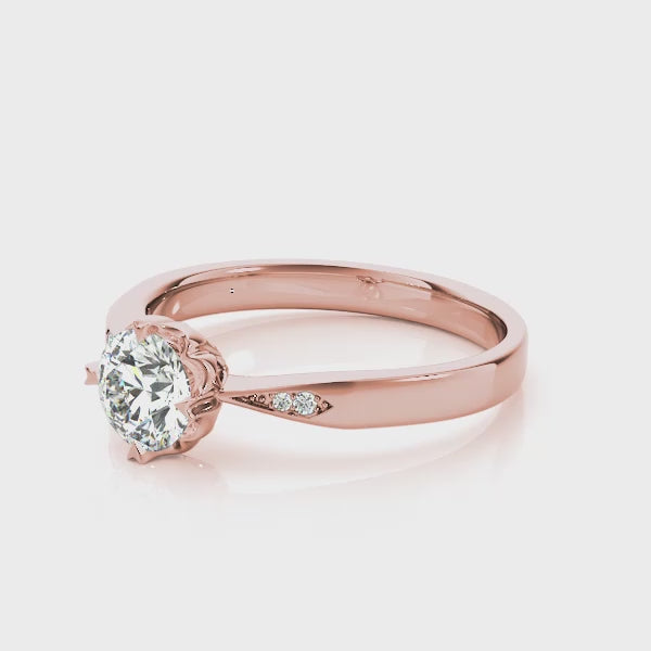 Round Diamond Tapered Pavé Engagement Ring