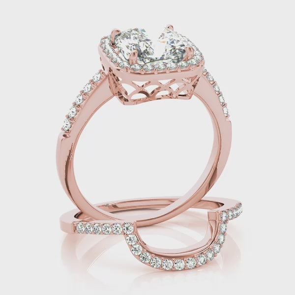 Cushion Halo Knife Edge Pavé Engagement Ring