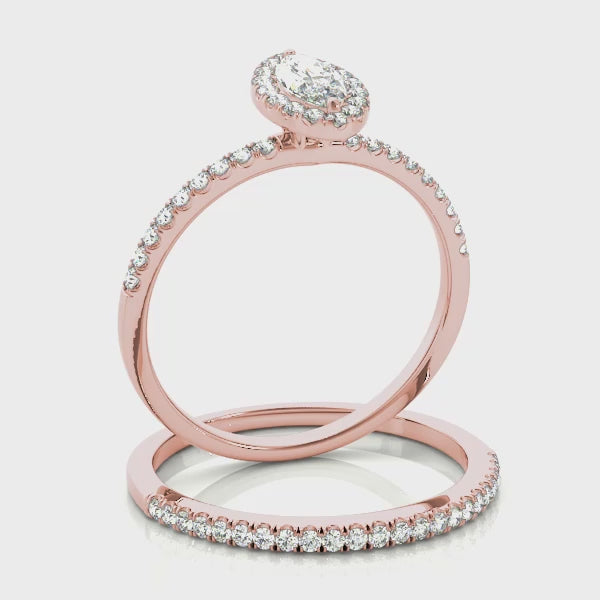 Marquise Halo Pavé Diamond Engagement Ring