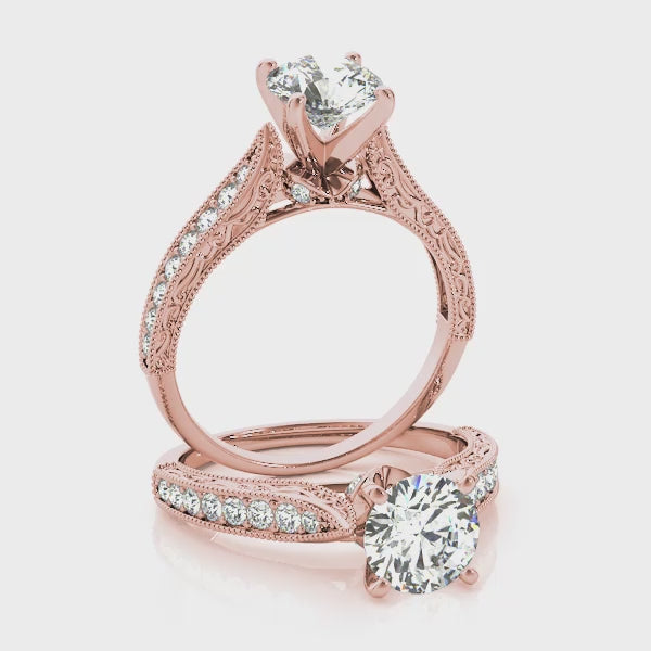 Enchanted Crown Chanel Cathedral Round Engagement Ring